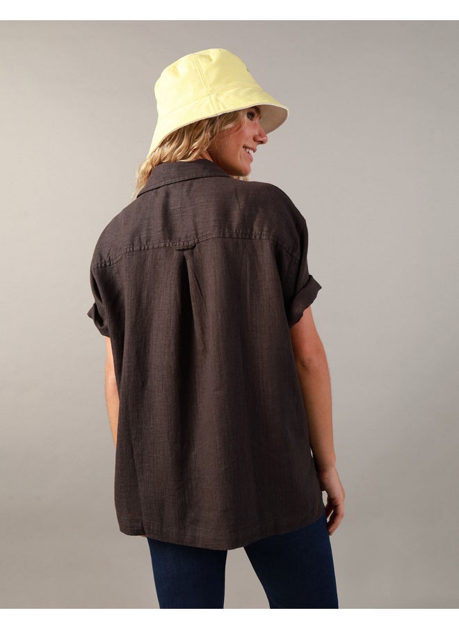 American Eagle - AE قميص أكسفورد كبير الحجم بأزرار - Image 1
