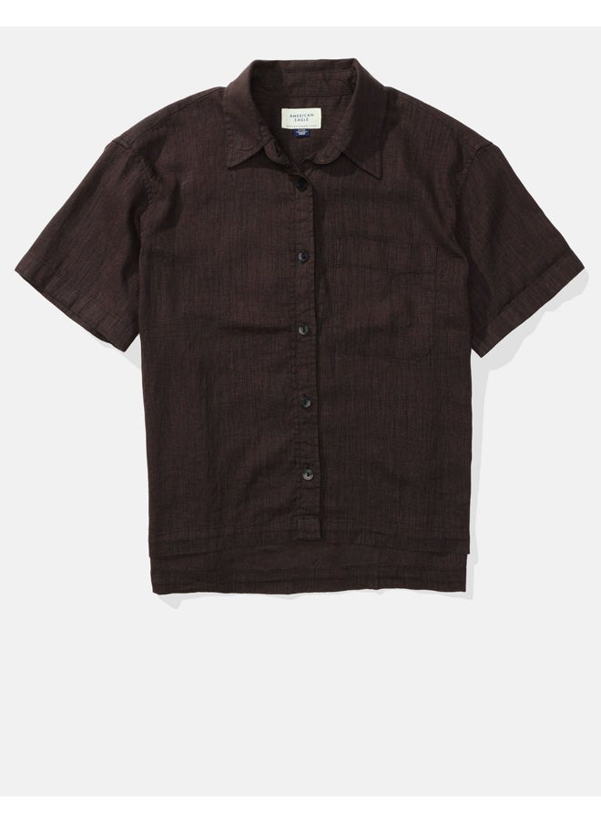 American Eagle - AE قميص أكسفورد كبير الحجم بأزرار - Image 1