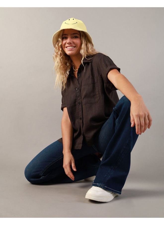 American Eagle - AE قميص أكسفورد كبير الحجم بأزرار - Image 1