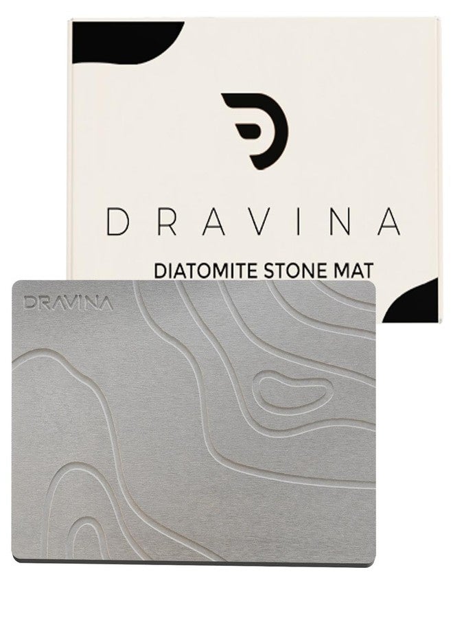 Dravina Stone Bath Mat, 60 x 40 CM - Diatomite Earth Shower Mat, Non-Slip Super Absorbent Quick Drying Bathroom, Kitchen Floor Mat, Counter Dish Drying Mat. Easy to Clean - Image 1