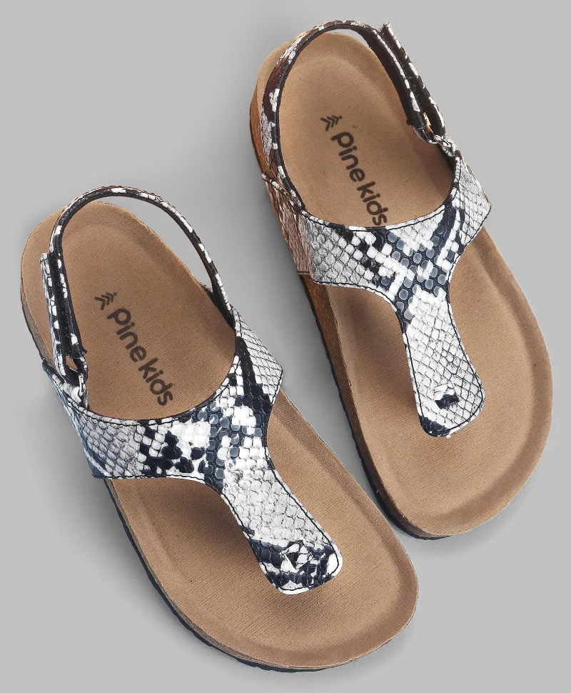 Pine Kids Pine Kids Casual Wear Sandals with Velcro Belt Closure - Silver