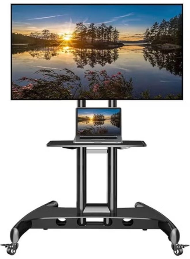 Mobile TV Stand with Wheels – Adjustable Floor Mount for 32" to 65" Flat Screens – Heavy-Duty Support up to 45kg – Ideal for Home or Office - Image 1