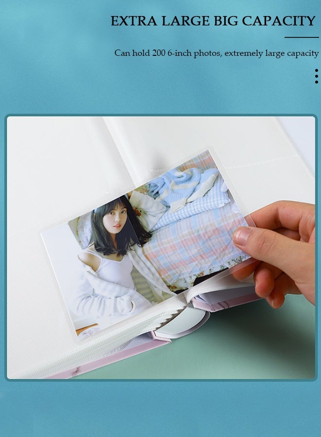 DUNISO ألبوم صور كرتوني يحتوي على 200 جيب لصور مقاس 6 بوصات، ألبوم صور محمول لحفلات الزفاف العائلية والأولاد والبنات - Image 2