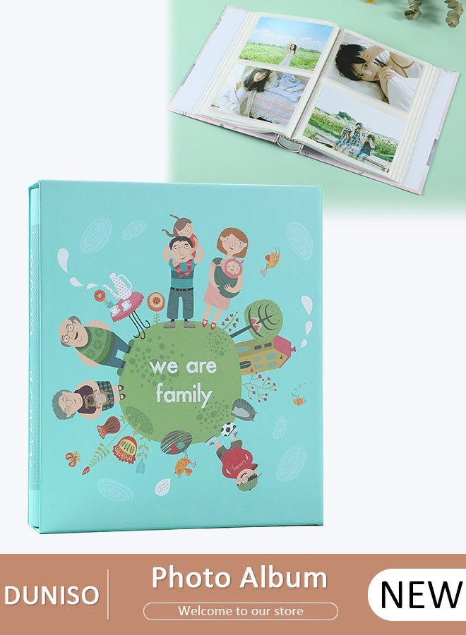 DUNISO ألبوم صور كرتوني يحتوي على 200 جيب لصور مقاس 6 بوصات، ألبوم صور محمول لحفلات الزفاف العائلية والأولاد والبنات - Image 1