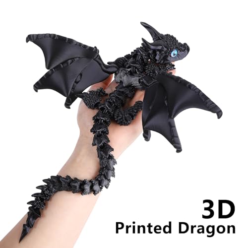 SUMLAND 3D Printed Dragon with Wings3D Printed Animals ToysFlexible Articulated Winged Crystal Dragon 1575inBlack - Image 5