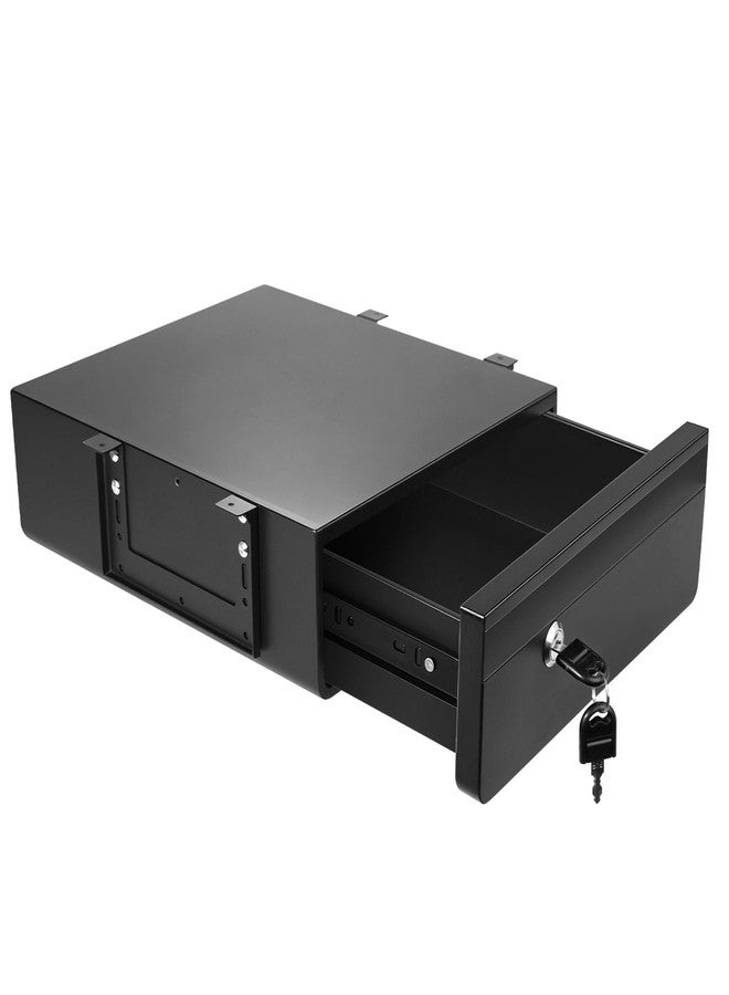 POPMOON 14 in Deep Under Desk Drawer,Pull Out Storage Organizer with Lock and Keys,Adjustable Height, Metal Storage Drawer with Slide Extension Mounted Under Flat Wooden Table or Workbench - Image 1