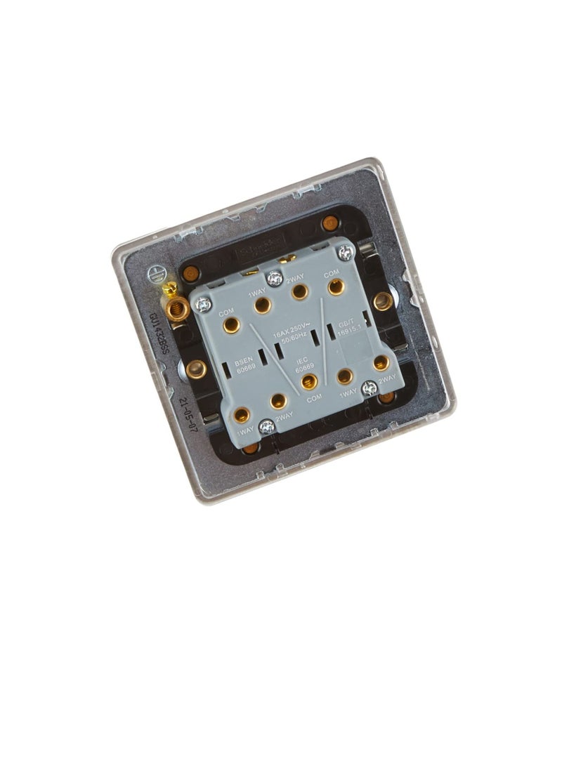 Schneider Electric GU1432BSS 3 Gang Ultimate Screwless Rocker Flat Plate Switch, Stainless Steel with Black Interior - Image 2