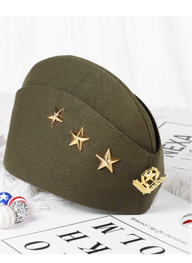 Generic Stewardess Hat Airline Cap Nautical Sailor Three Stars Performance Costume Pilot Captain Hair Accessories for Party Musical  - Image 2