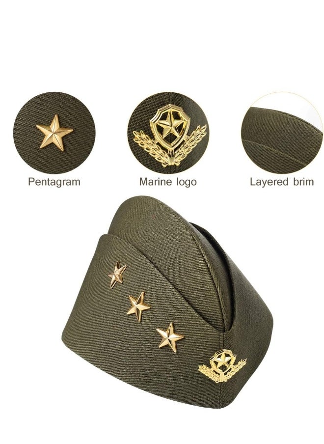 Generic Stewardess Hat Airline Cap Nautical Sailor Three Stars Performance Costume Pilot Captain Hair Accessories for Party Musical  - Image 5