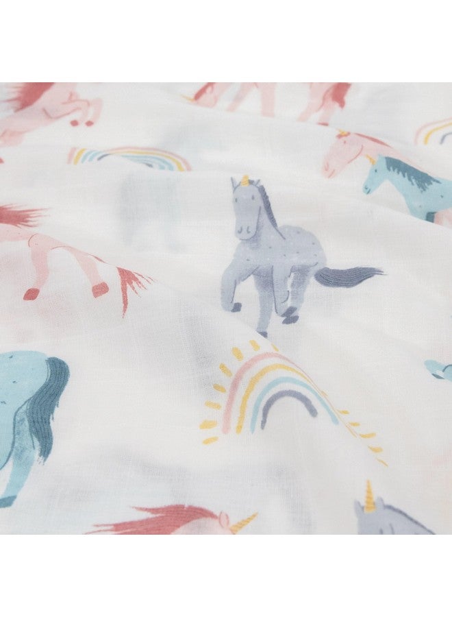little unicorn Little Unicorn Standard Pillowcase 2 Pack | Super Soft & Breathable Muslin Fabric | Snug Envelope Closure (Unicorns) - Image 3