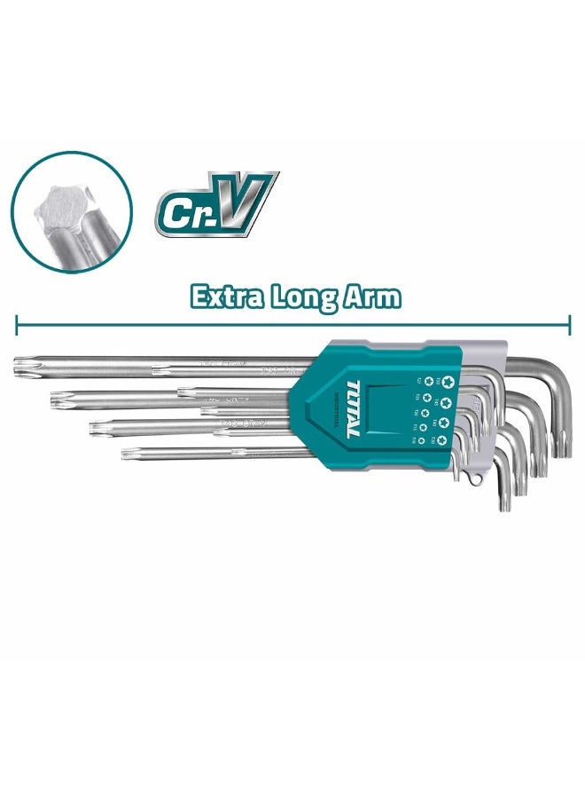 TOTAL THT106392 Long Arm Torx Key Set 9 Pieces, CR-V Steel Star Key Wrench Set, Precision Torx L Key Set for Automotive, Bicycle, Motorcycle, Machinery, Industrial Maintenance and Home Repair - Image 4