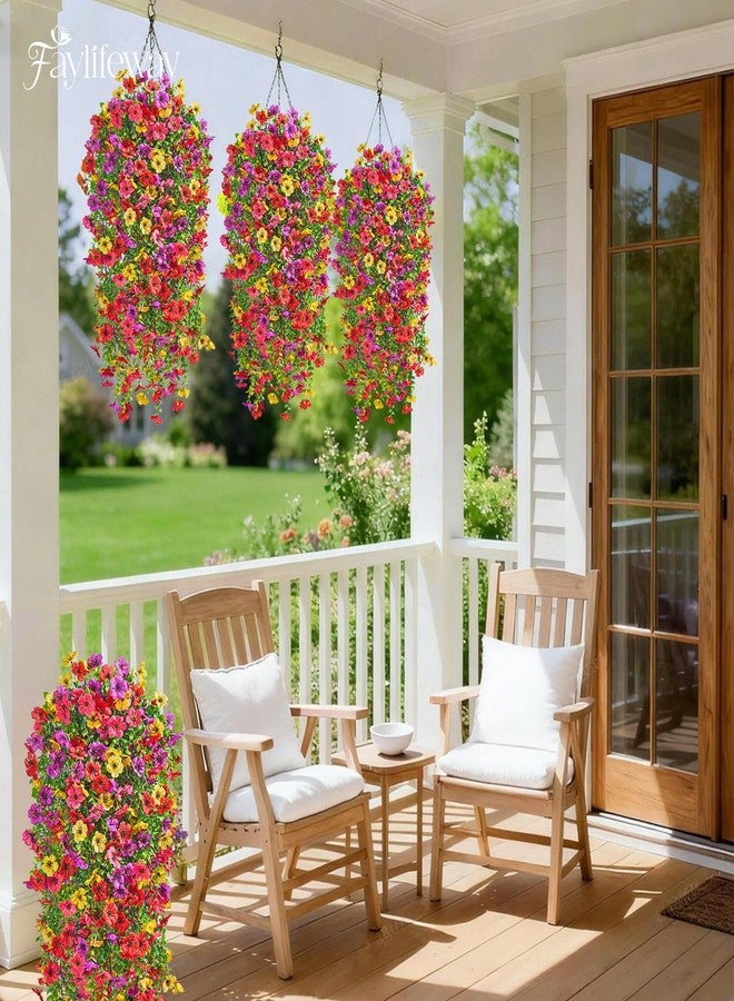 Faylifeway Artificial Fake Flowers for Outdoors Spring Summer Decoration, 4PCS UV Resistant Faux Silk Orchid Hanging Flowers for Garden, Porch, Window, Home Decor(Spring Color, 4PCS) - Image 4