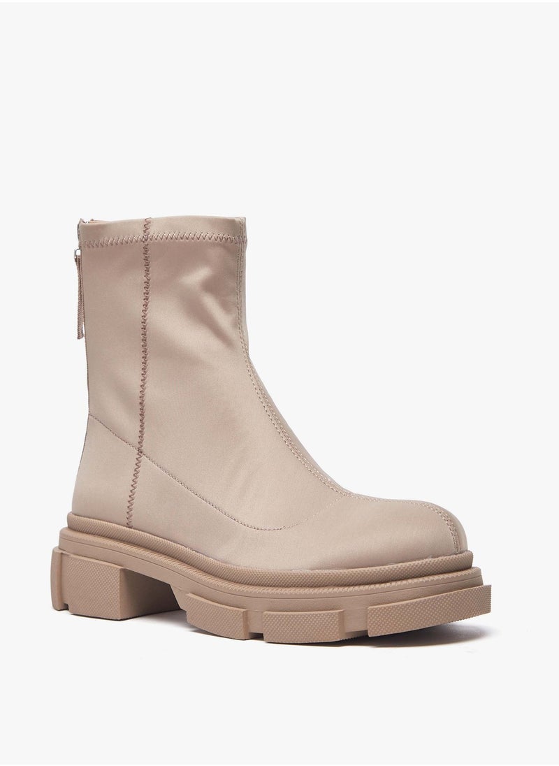 Flora Bella By Shoexpress - Women Solid Boots with Zip Closure and Block Heels - Image 1