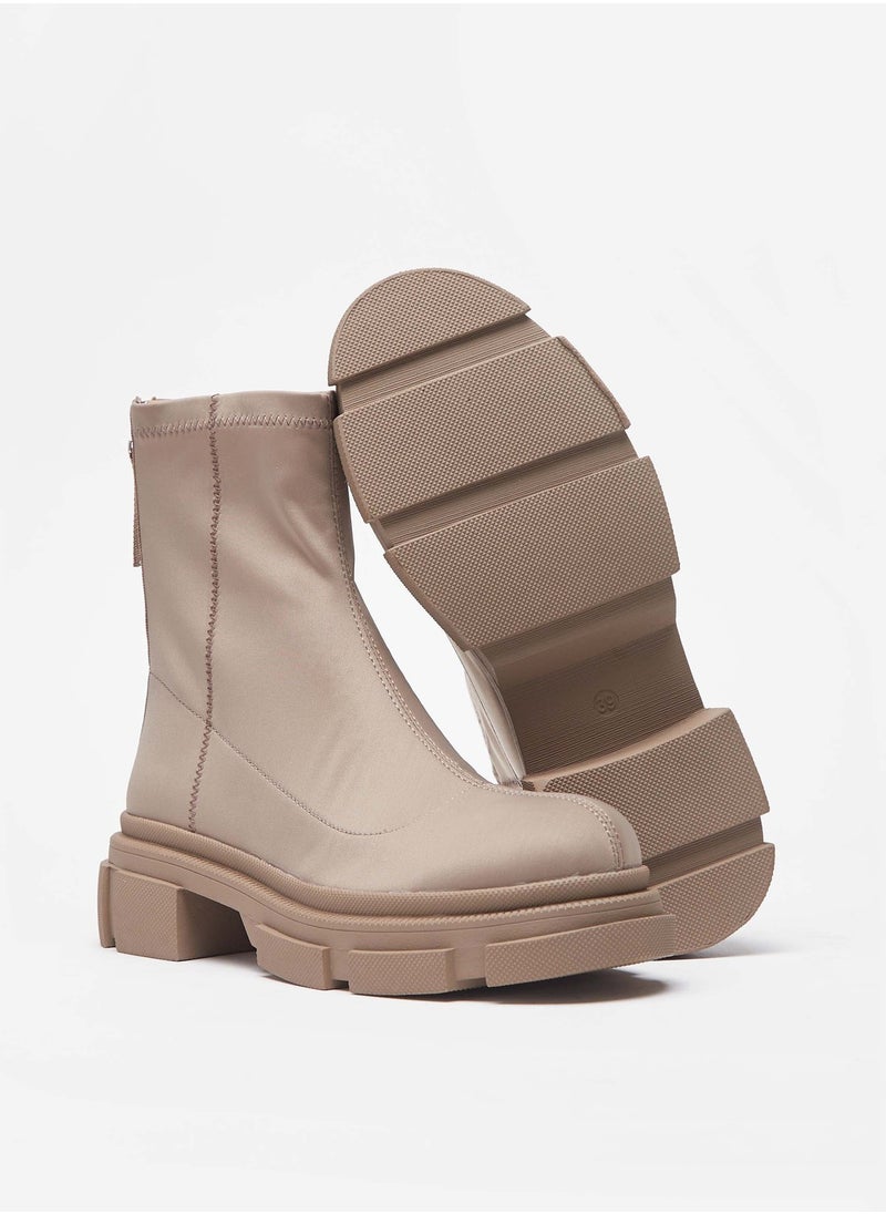 Flora Bella By Shoexpress - Women Solid Boots with Zip Closure and Block Heels - Image 1