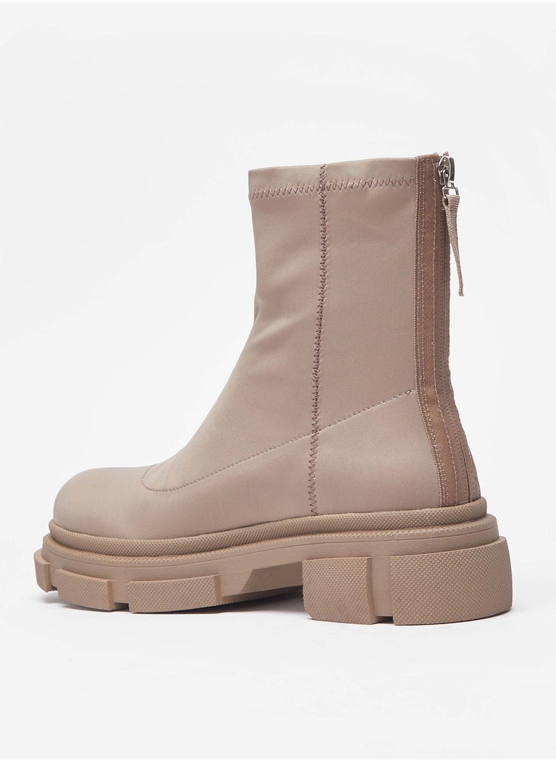 Flora Bella By Shoexpress - Women Solid Boots with Zip Closure and Block Heels - Image 1