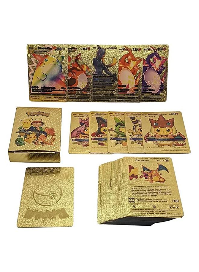 55-Piece Gold Cards Packs Vmax DX GX Rare Golden Cards Best Gift For Collectors And Kids  - Image 1