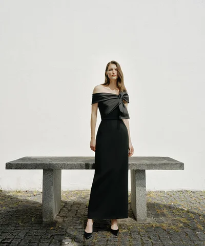 ipekyol evening dresses . Subtle asymmetry to shift the perspective. # #IpekyolME #SS26