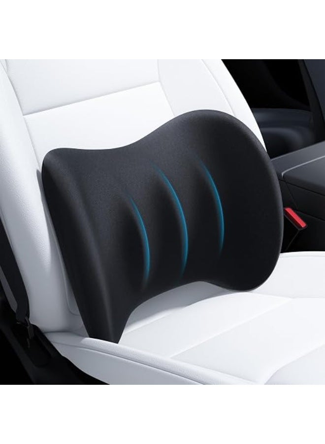 Car Neck Pillow and Lumbar Support Cushion Kit with Adjustable Strap, Black - Image 3