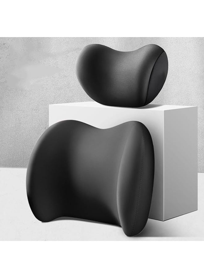 Car Neck Pillow and Lumbar Support Cushion Kit with Adjustable Strap, Black - Image 1