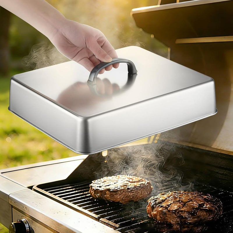 Cheese Melting Dome | Heat-Resistant Rectangular Lids with Non-Slip Handle,Flat Top Griddle Accessories | for BBQ Campfire Cooking Outdoor Food Meat Burger Vegetable - Image 3