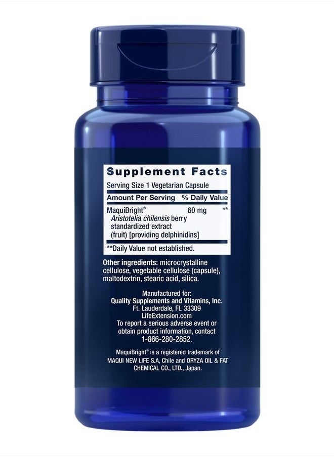 Life Extension - Tear Support with MaquiBright 60mg - Maqui Berry Extract Eye Health Supplement For Dry Eyes - Tear Production Formula - Non-GMO, Gluten-Free, Vegetarian - 30 Capsules - Image 1