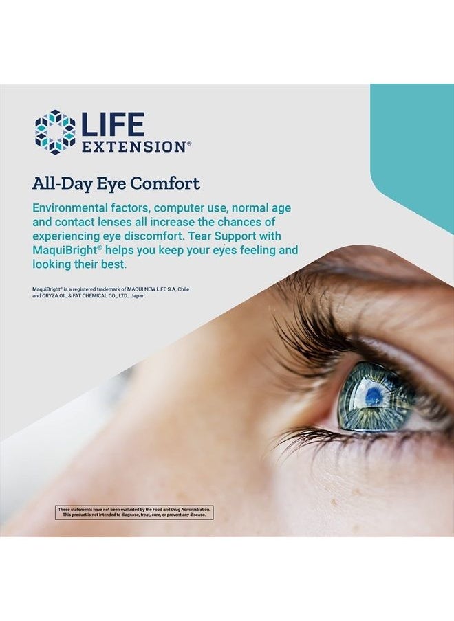 Life Extension - Tear Support with MaquiBright 60mg - Maqui Berry Extract Eye Health Supplement For Dry Eyes - Tear Production Formula - Non-GMO, Gluten-Free, Vegetarian - 30 Capsules - Image 1