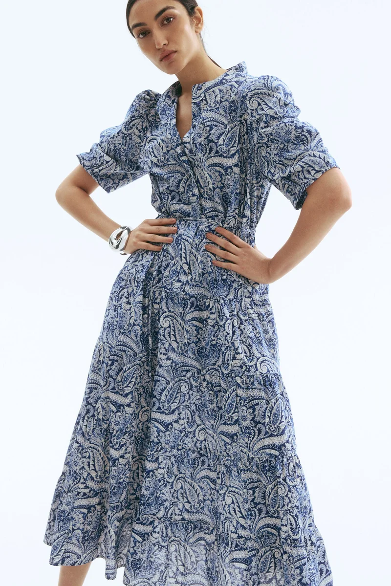 اتش اند ام فستان طويل من القطن