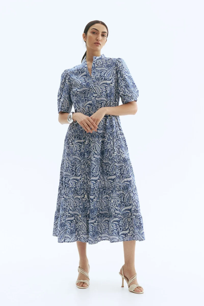 اتش اند ام فستان طويل من القطن