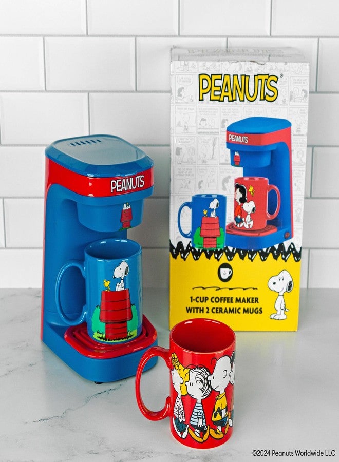 Uncanny Brands Peanuts Single Cup Coffee Maker Gift Set with 2 Mugs - Image 3