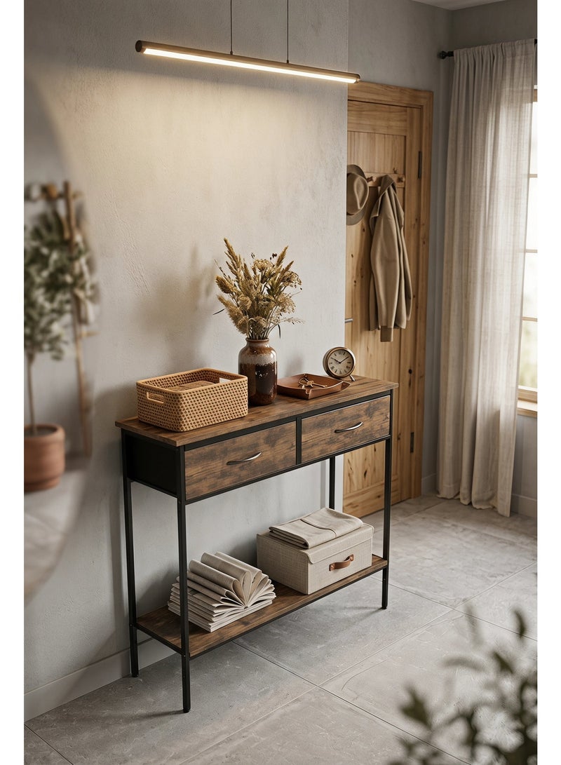 Visionnaire 100*30*90cm 2 Tier Console Table Sofa Table Coffee Corner with Storage Shelf and 2 Drawers Entryway Table for Couch Hallway Entrance Living Room - Image 2
