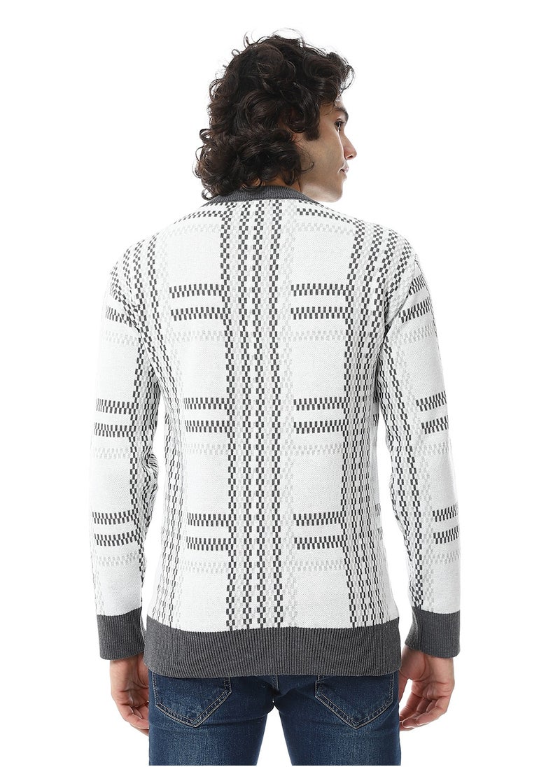 Andora Regular Fit Slip On Pullover _ White & Grey  - Image 3