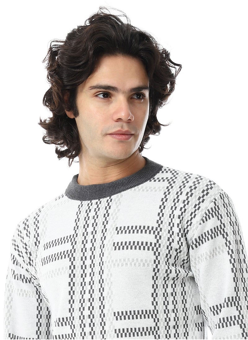 Andora Regular Fit Slip On Pullover _ White & Grey  - Image 4