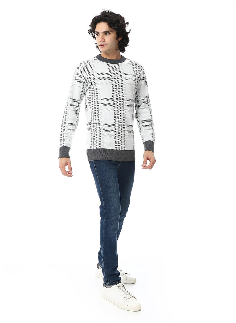 Andora Regular Fit Slip On Pullover _ White & Grey  - Image 5