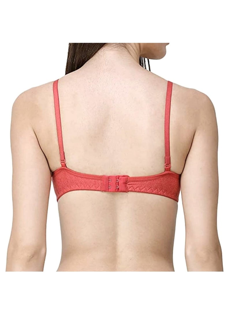 Love Bell Women's Everyday Padded Bra - Full Coverage - Premium Cotton - Lovebell Woman Wirefree T-shirt Bra (b, Sensual Red, 36) - Image 5