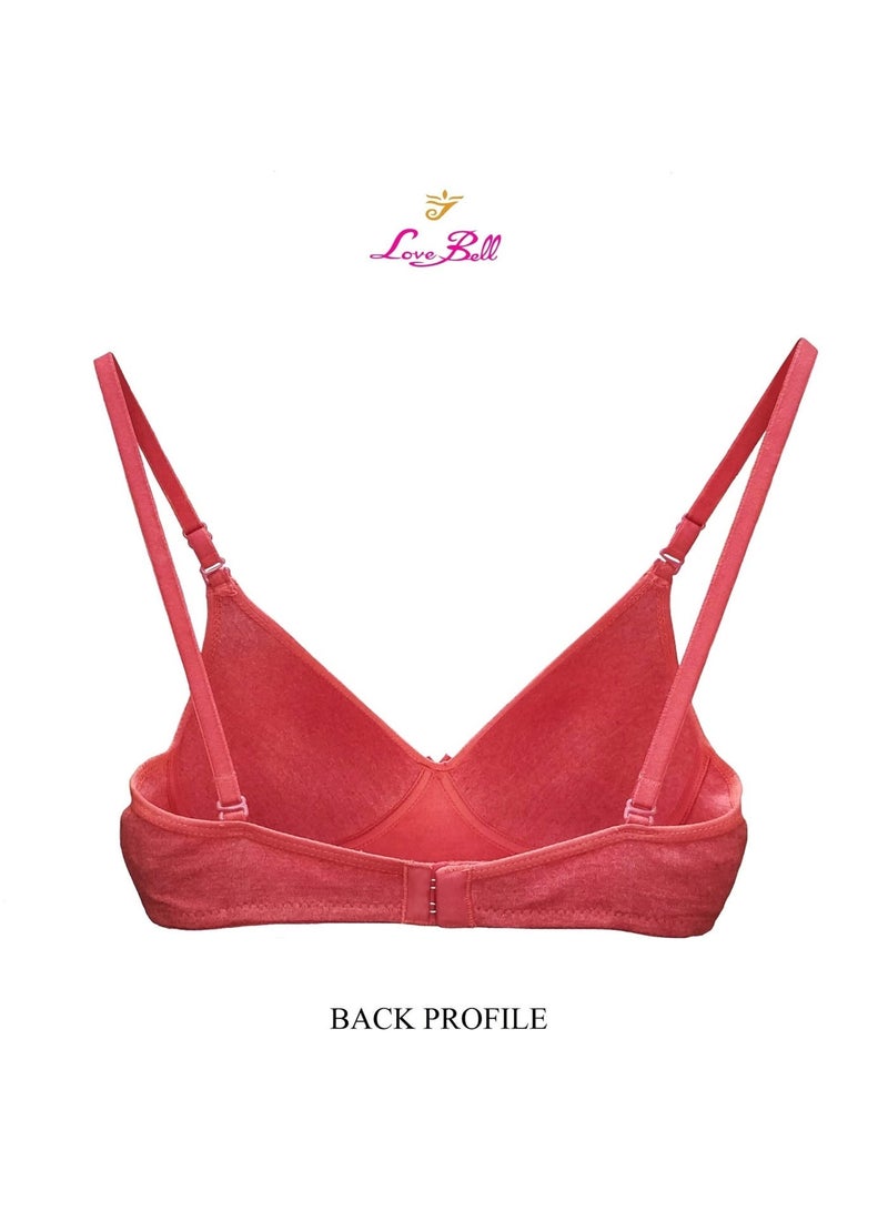 Love Bell Women's Everyday Padded Bra - Full Coverage - Premium Cotton - Lovebell Woman Wirefree T-shirt Bra (b, Sensual Red, 36) - Image 3