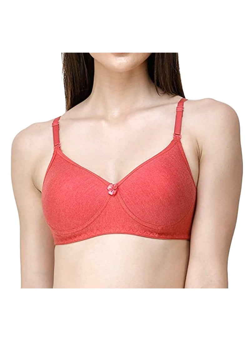 Love Bell Women's Everyday Padded Bra - Full Coverage - Premium Cotton - Lovebell Woman Wirefree T-shirt Bra (b, Sensual Red, 36) - Image 1