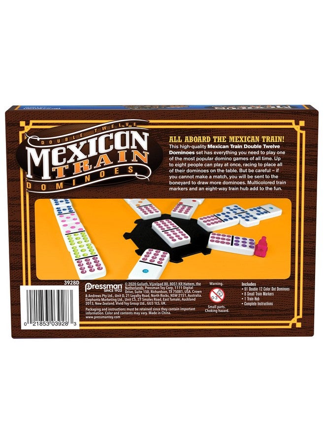 Pressman Mexican Train Dominoes - Beautiful Color Dot Double 12 Dominoes Set - Includes Train Markers and Hub by Pressman Multi Color, 5" - Image 4