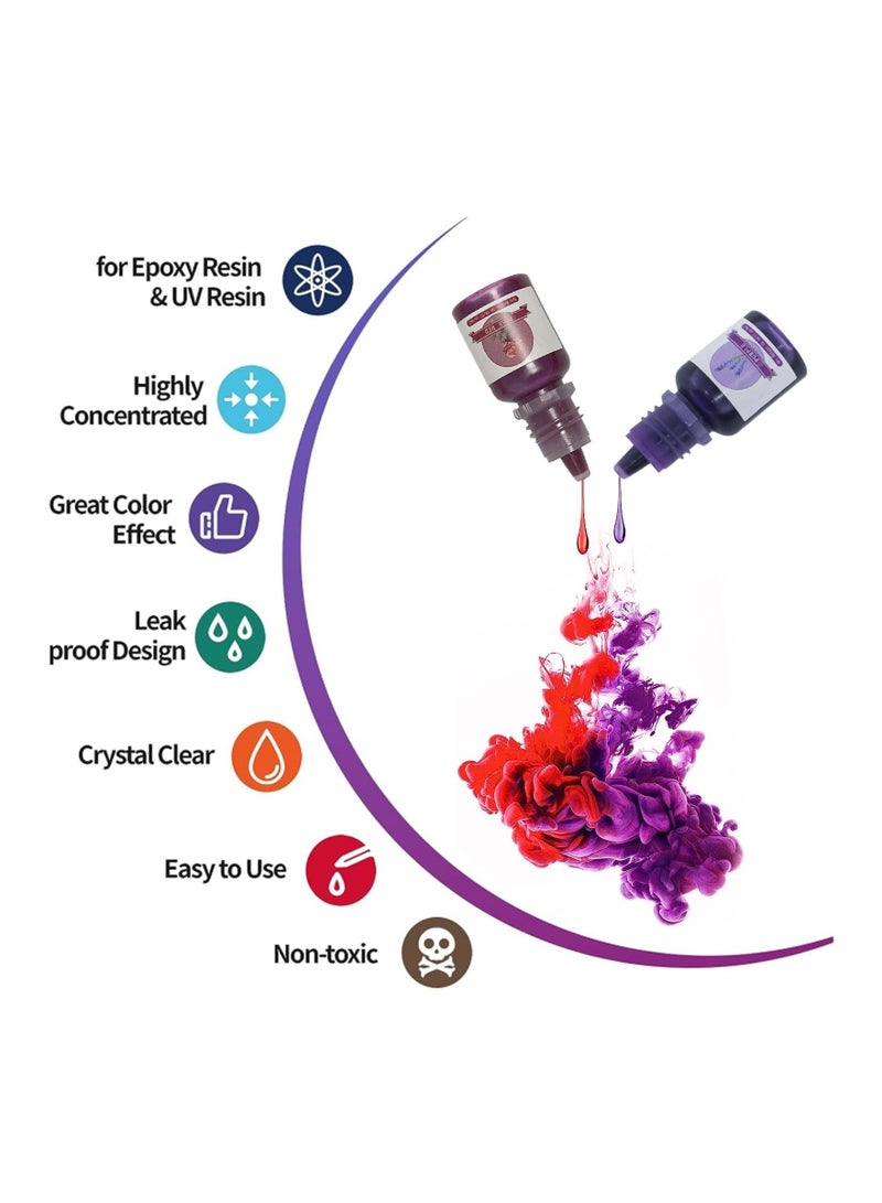 Captaintech 24 Colors Color Pigment Epoxy Resin Pigment - 24 Colors Liquid Translucent Colorant, AB Coloring Paint Highly Concentrated Dye for DIY Resin Carft Jewelry Making - 5ml Each - Image 5