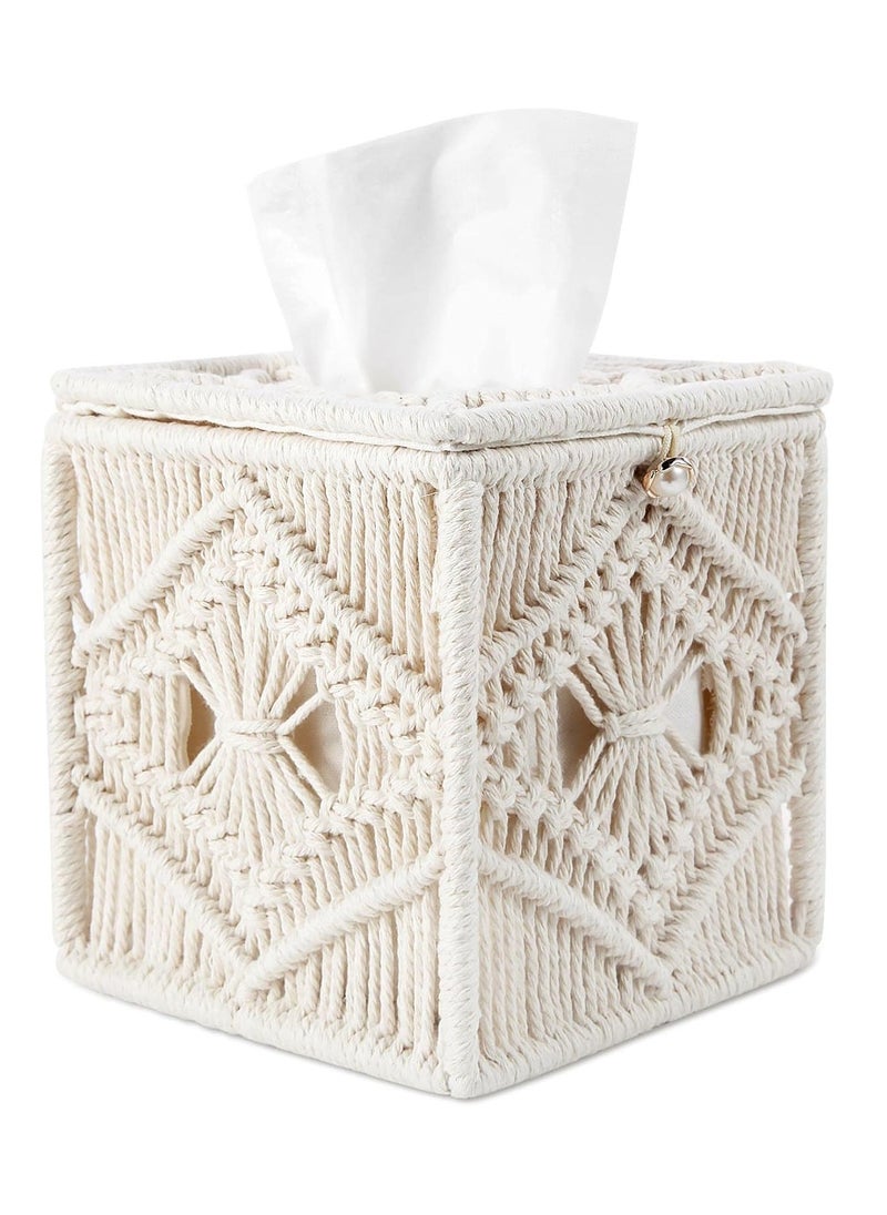 Antikiano - Tissue Box Cover Square, Tissue Box Holder for Bathroom, Living Room, Bedroom - Decorative Cube Facial Tissue Dispenser Napkin Tissues Organizer for Modern Farmhouse Home Decor - Image 1
