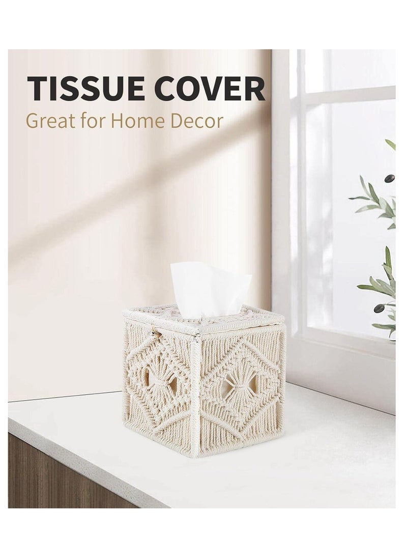 Antikiano - Tissue Box Cover Square, Tissue Box Holder for Bathroom, Living Room, Bedroom - Decorative Cube Facial Tissue Dispenser Napkin Tissues Organizer for Modern Farmhouse Home Decor - Image 1