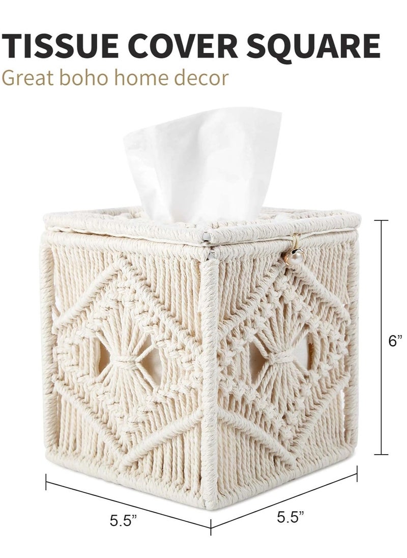 Antikiano - Tissue Box Cover Square, Tissue Box Holder for Bathroom, Living Room, Bedroom - Decorative Cube Facial Tissue Dispenser Napkin Tissues Organizer for Modern Farmhouse Home Decor - Image 1