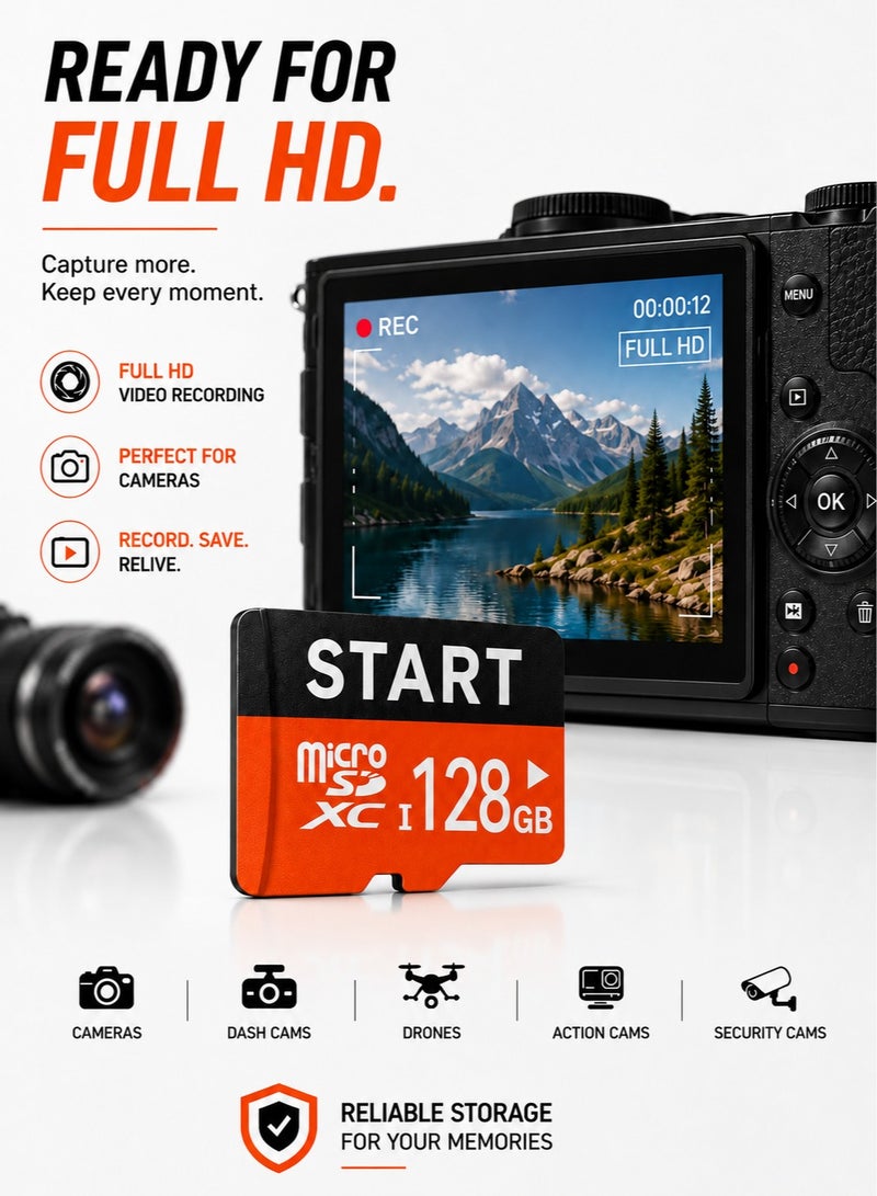 START 128GB Micro SD Card, microSDXC UHS-I Class 10 Memory Card with SD Adapter, Full HD Support, Waterproof & Shockproof, for Android Phones, Cameras, Tablets & Computers, 3-Year Warranty - Image 3