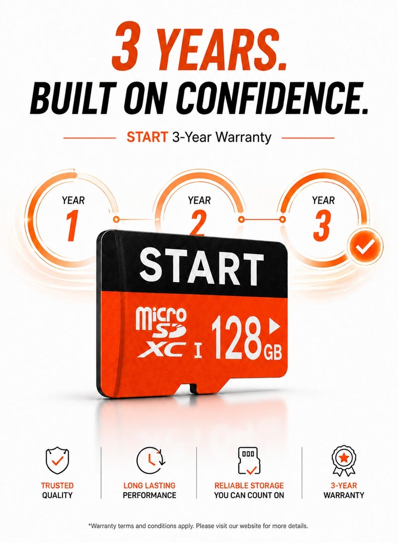 START 128GB Micro SD Card, microSDXC UHS-I Class 10 Memory Card with SD Adapter, Full HD Support, Waterproof & Shockproof, for Android Phones, Cameras, Tablets & Computers, 3-Year Warranty - Image 5