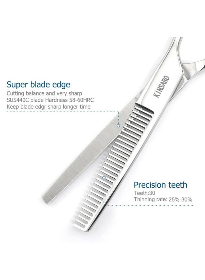 KINSARO Professional Hair Scissors 6 Inch Hair Thinning Shears Barber Scissors Sharp Hair Thinning Scissors 30 Teeth Barber Shears Hair Clippers 440C Shears - Image 3