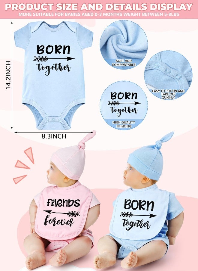 Cutecrop طقم كيوت كروب 4 قطع لأطفال الأولاد والبنات التوائم - ملابس متطابقة للتوائم تشمل 4 قطع من بدلات الأطفال حديثي الولادة و4 قطع من المرايل وقبعة للهدايا للأولاد والبنات - Image 3