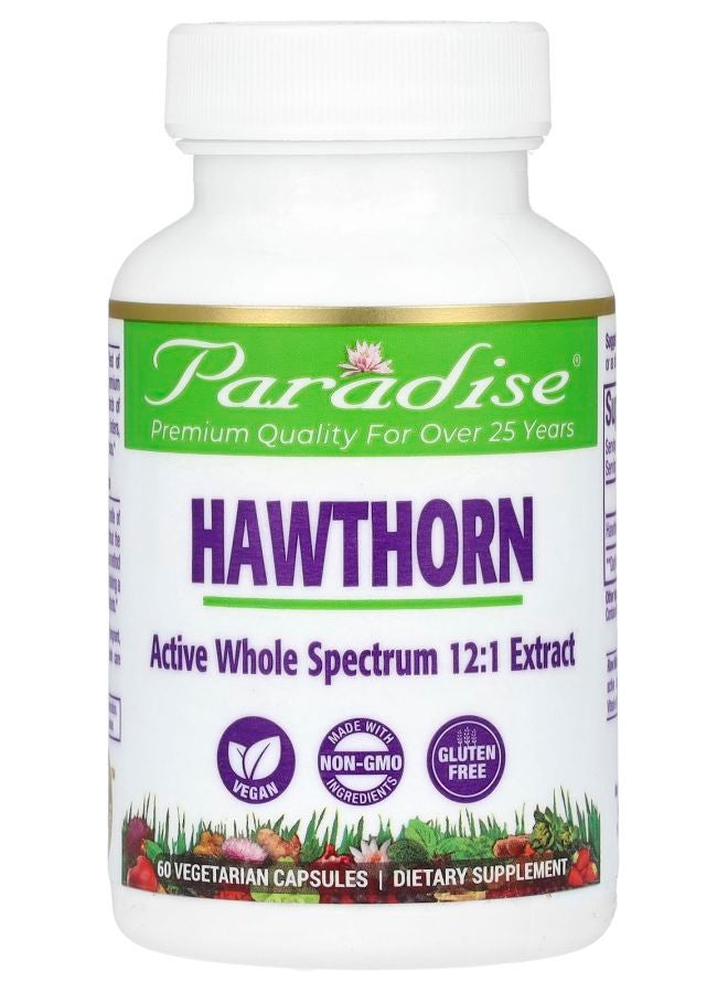 Paradise Herbs Hawthorn 250 mg 60 Vegetarian Capsules - Image 1