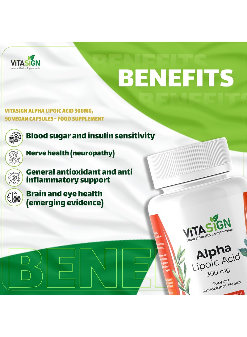 VITASIGN Premium Alpha Lipoic Acid 300mg, 90 Vegan Capsules – Food Supplement - Image 4