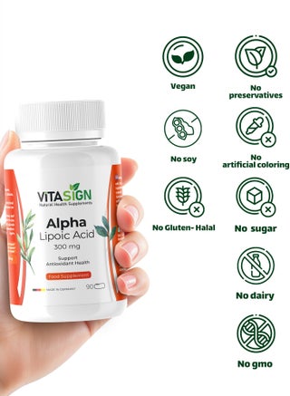 Premium Alpha Lipoic Acid 300mg- Made in German - 90 Vegan Capsules – Food Supplement - view 5