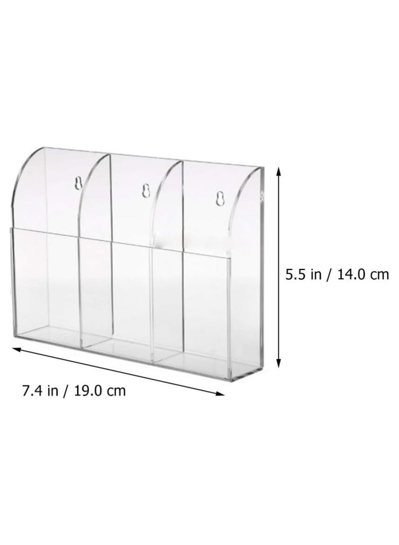 TPGP 2pcs Clear Acrylic TV Remote Control Holder 3- grid Media Organizer Wall Mount Air Conditioner Storage Box for Table Nightstand Desktop - Image 3