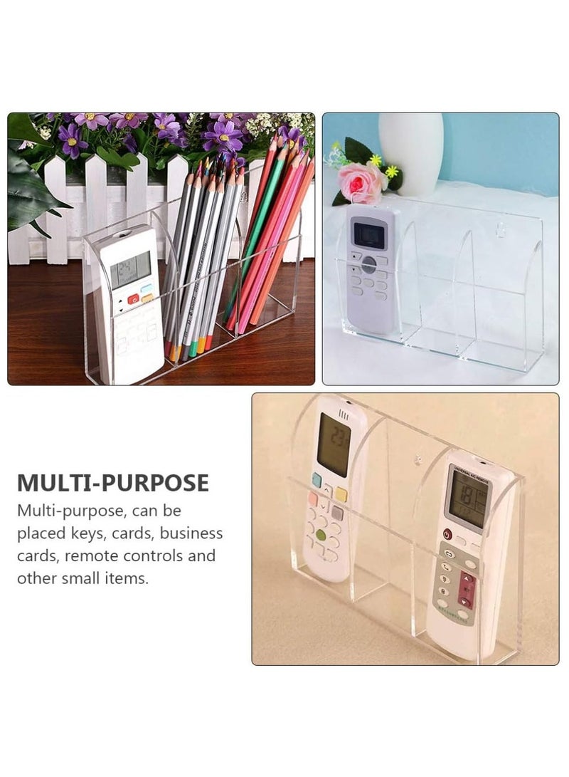 TPGP 2pcs Clear Acrylic TV Remote Control Holder 3- grid Media Organizer Wall Mount Air Conditioner Storage Box for Table Nightstand Desktop - Image 5